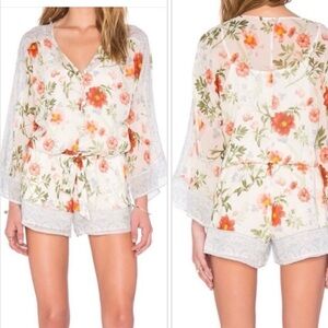 Joie Kiora Silk Romper In Porcelian Lined Size S Side Seam Pockets Size S